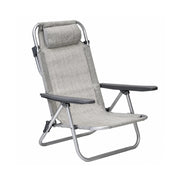 Spiaggina Reclinabile Da Mare E Campeggio Con Poggiatesta Imbottito Sedia Pieghevole In Alluminio E Textilene Traspirante Trasformabile In Lettino 48.5 x 60 x 80 Cm Grigio