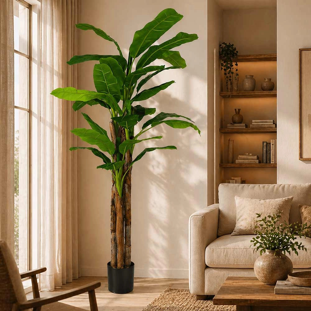 Banano Artificiale con vaso plastica pianta tropicale finta realistica h 270 cm