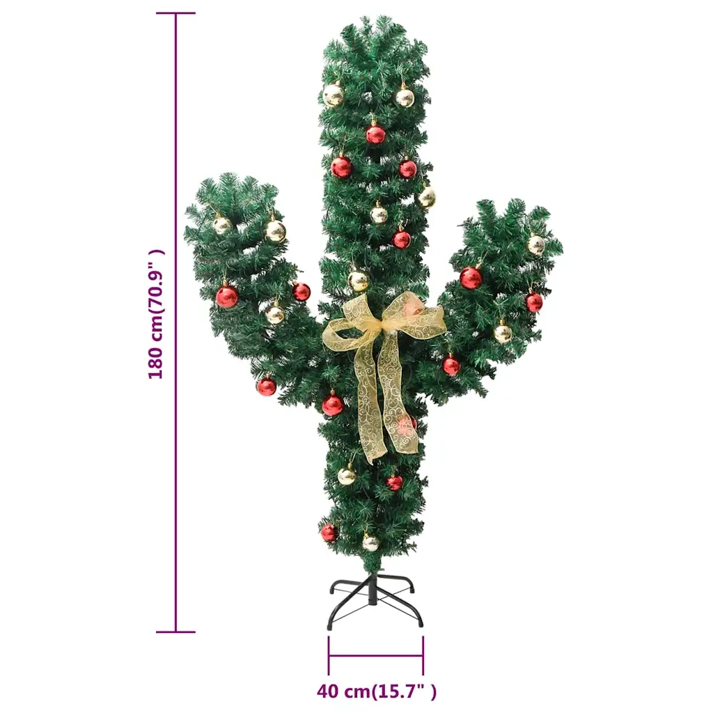 Cactus di Natale con Base e LED Verde 180 cm PVC 344656
