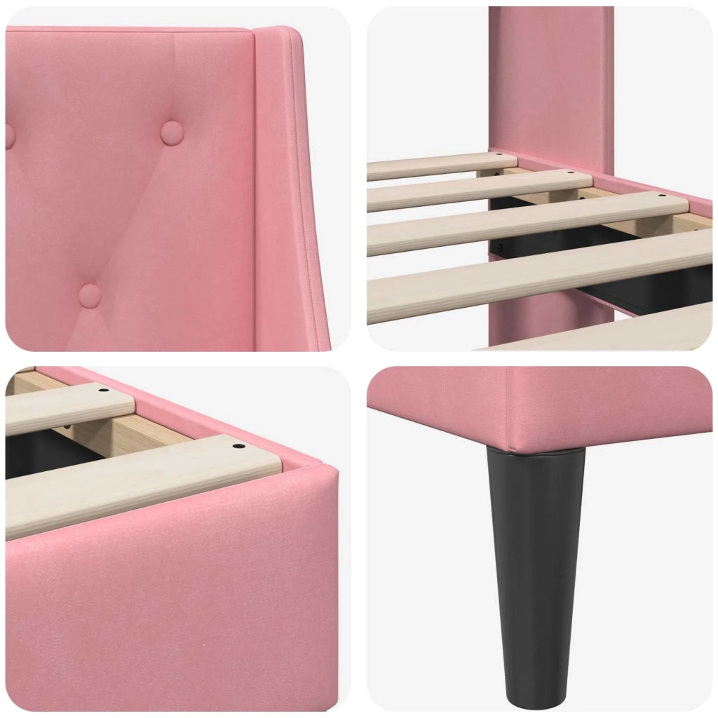Struttura del letto con testiera-Giroletto Rosa 100 x 200 cm Velluto 607692