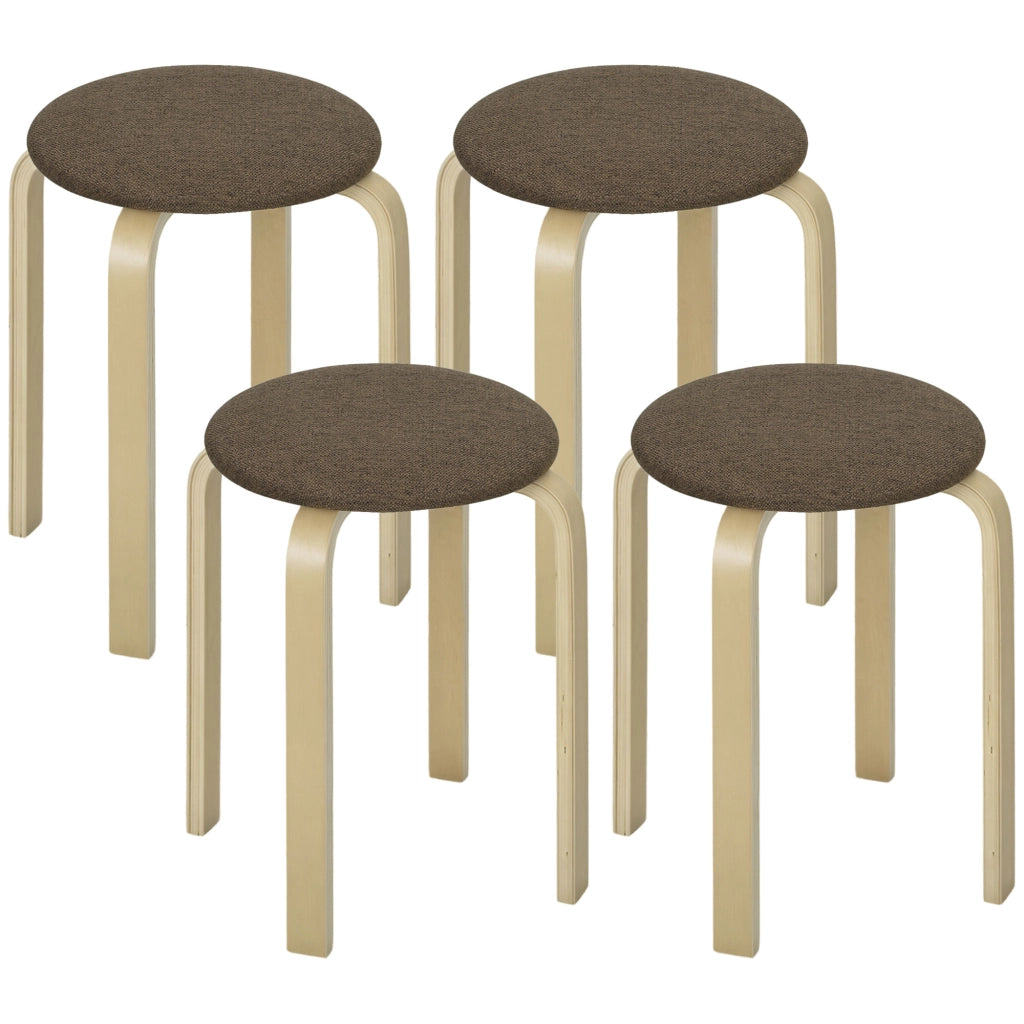 Pouf Imbottiti Imbottito 4 Pezzi ¨C Minimal ¨C Marrone Legno
