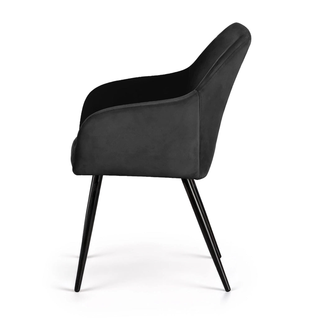 Set di 6 Sedie in velluto liscio ESTELLE Nero gambe nere