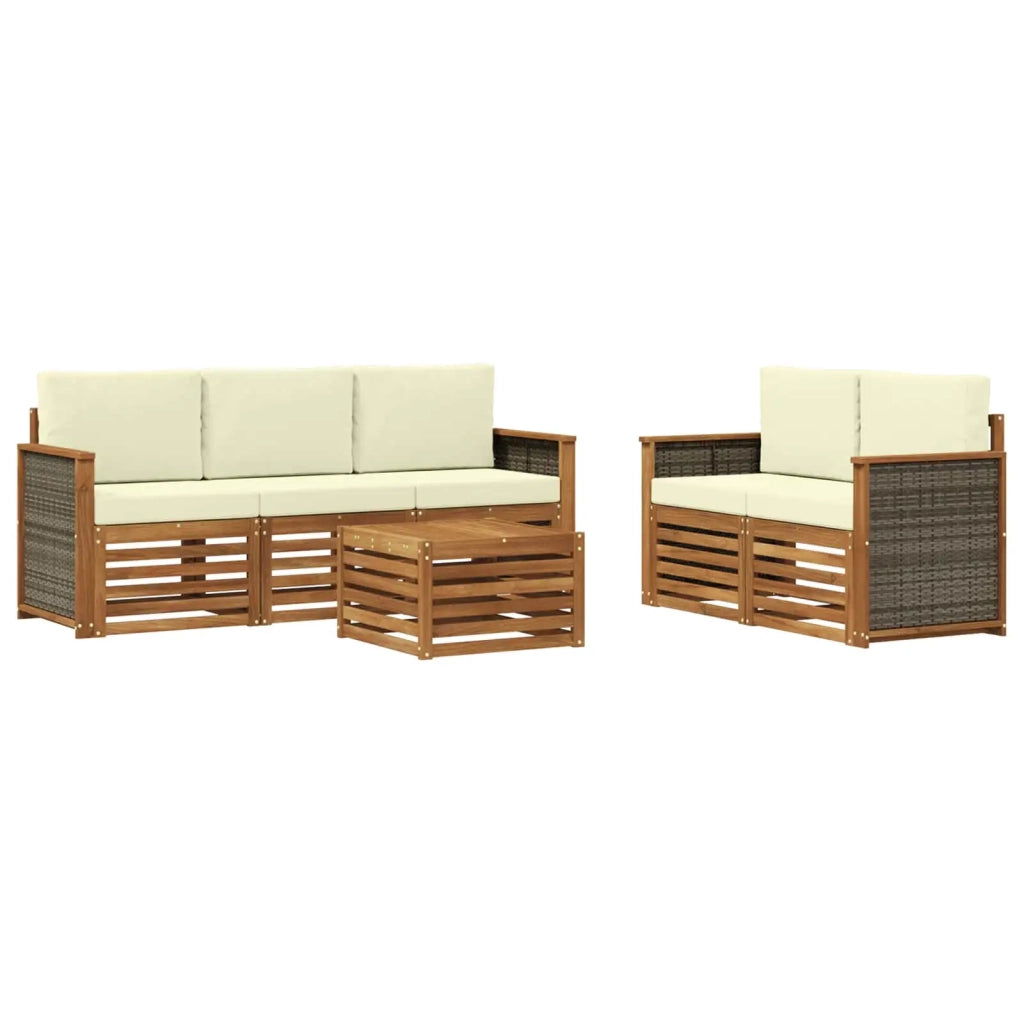 Set di divani da esterno 6 pz Naturale e Crema 3384016