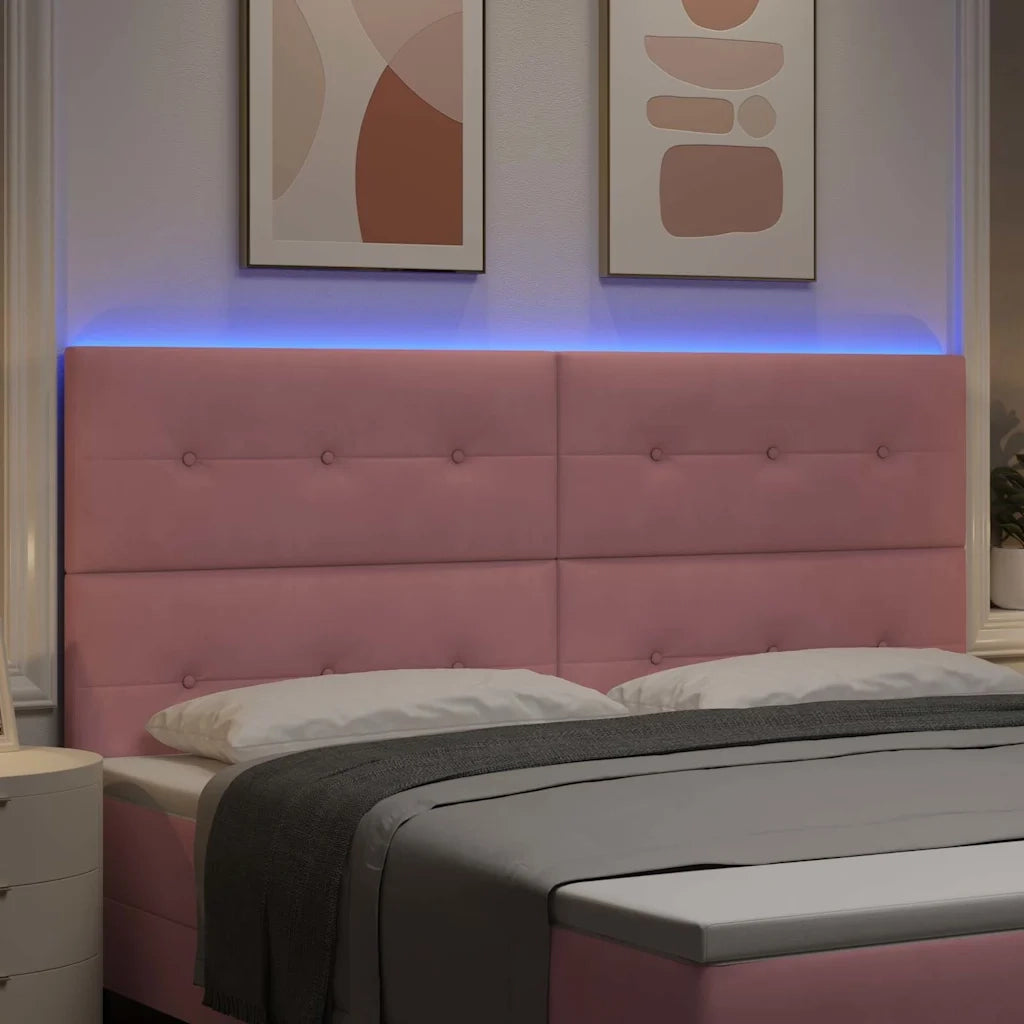 Testiera | Testata LED con strisce LED Rosa 200 cm Velluto
