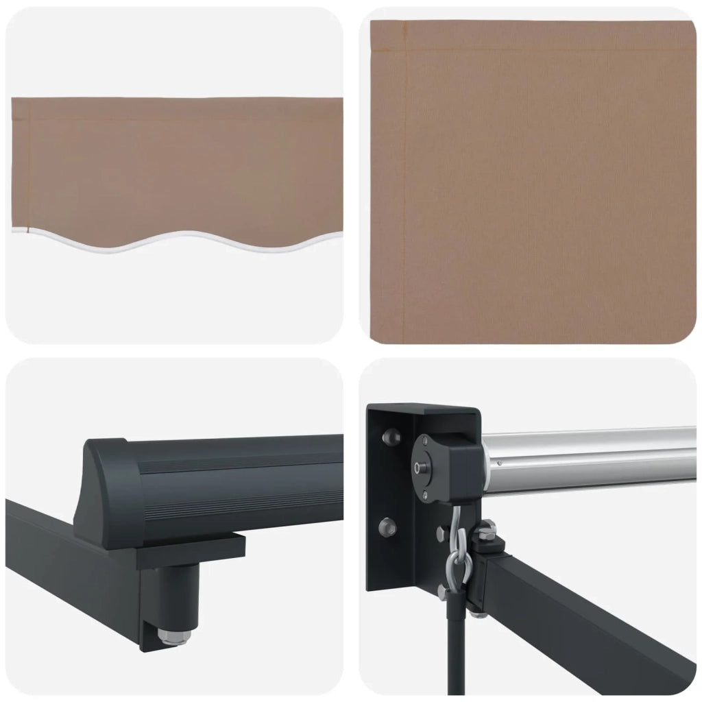 Tenda retrattile manuale con LED Tortora 3425873