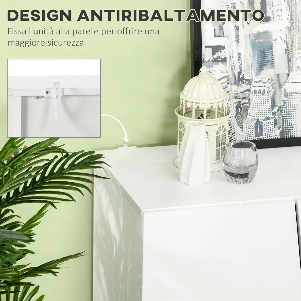 Mobiletto Multiuso 5 Livelli Bianco con Ripiano Regolabile ¨C Minimal ¨C 150x40x88 cm