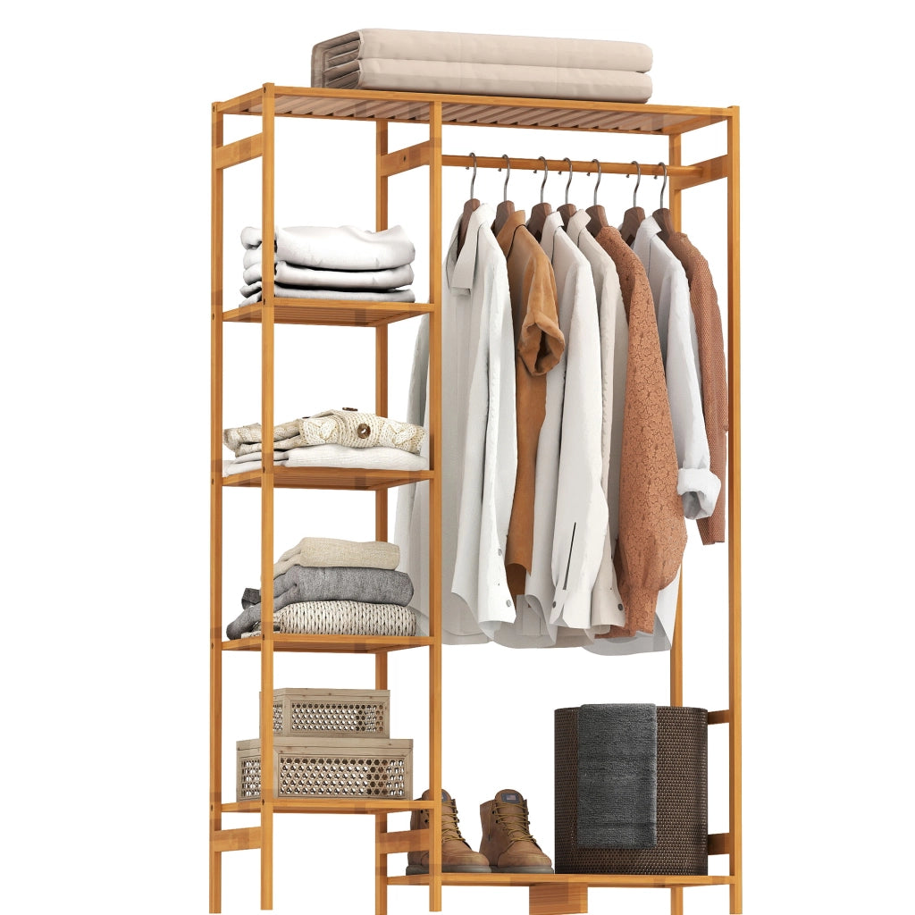 Appendiabiti a 6 ripiani in bamb¨´ con tringle ¨C Minimal ¨C 90x30x145 cm