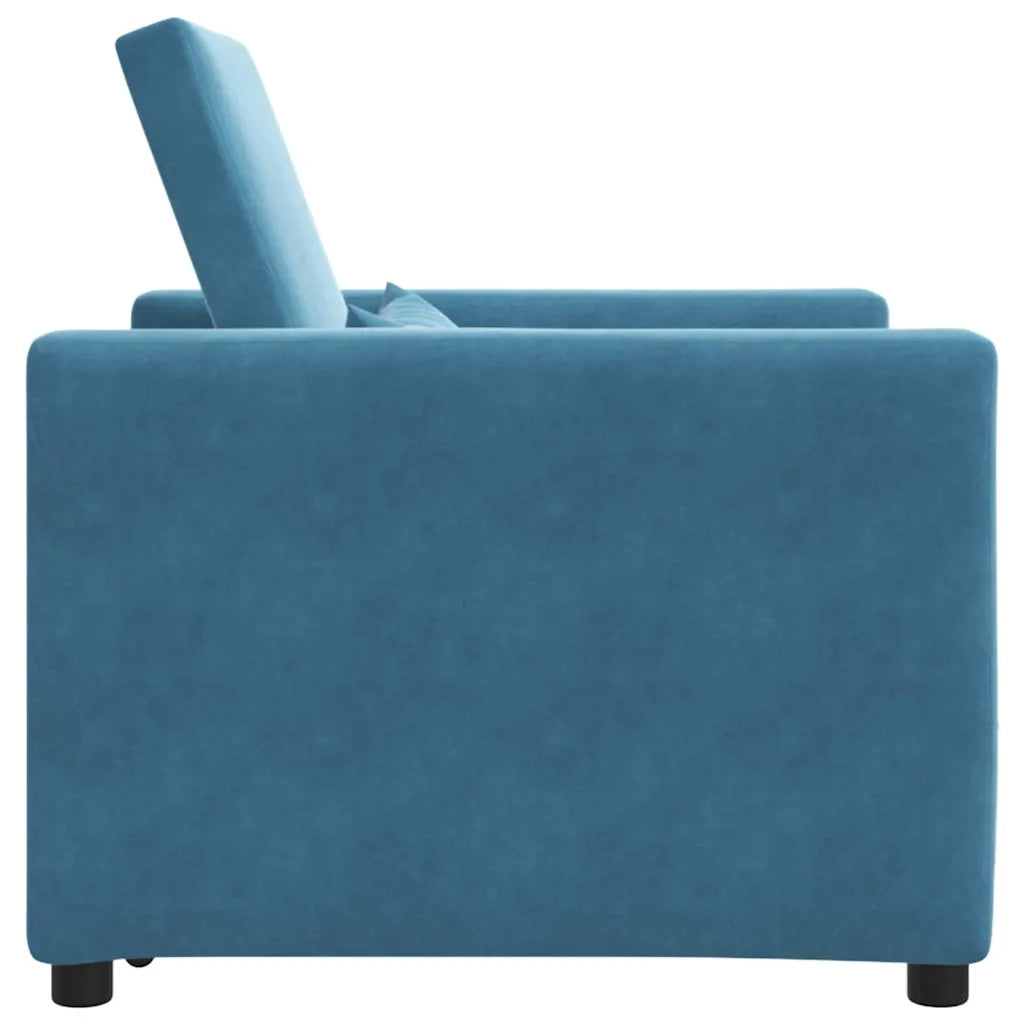 Divano letto estraibile singolo con ruote Blu Velluto 42002706