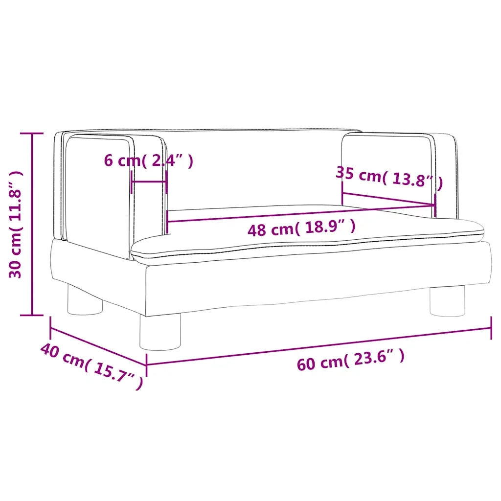 Divano per Bambini-Sofa-Divanetto Crema 60x40x30 cm in Velluto