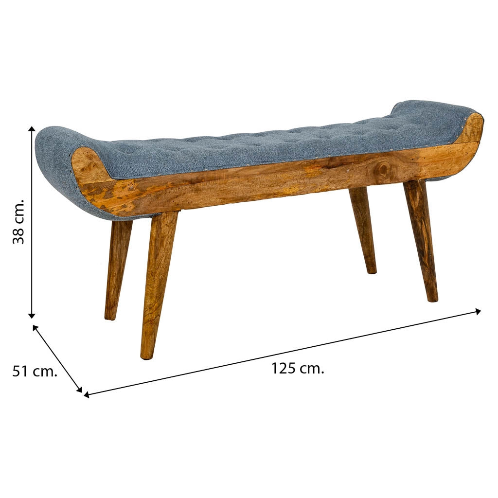 Sgabello in pelle blu 125x51x38h