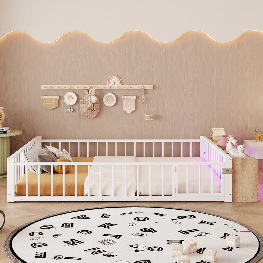 Letto in Metallo con LED e Sponde ¨C MINIMAL ¨C Bianco 140x200