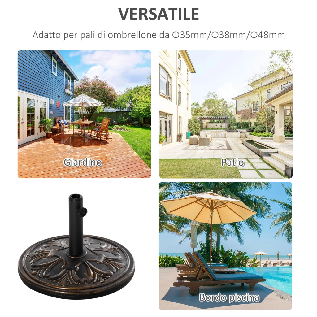 Base per Ombrellone Rotonda in Plastica ¨C Minimal ¨C Bronzo ?48x34 cm