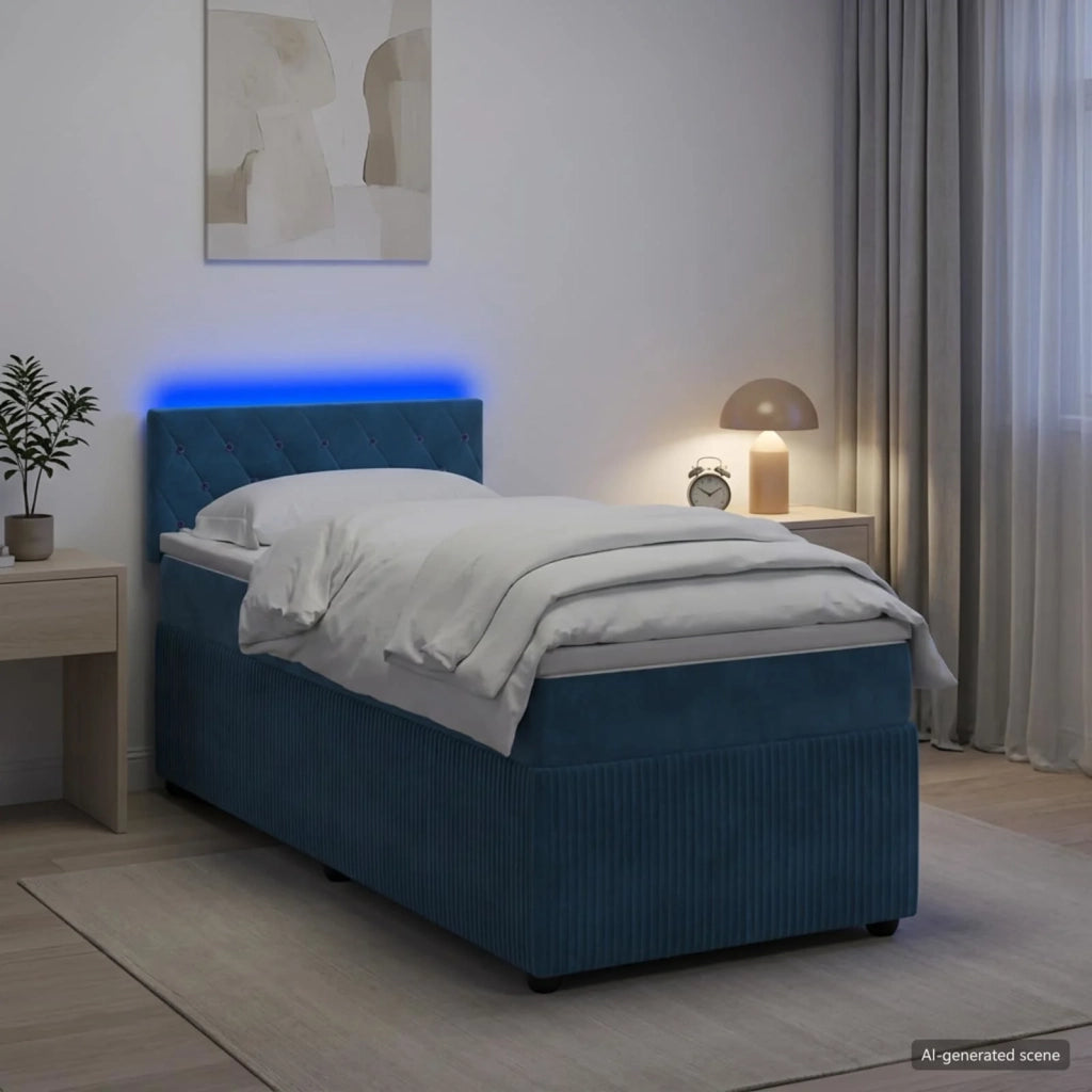Letto box spring con materasso Blu 90 x 200 cm Velluto 3453063