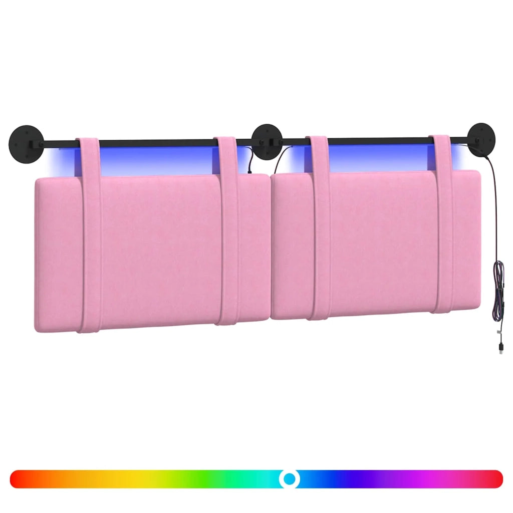 Testiera sospesa Con luce LED Rosa Tessuto 3423917