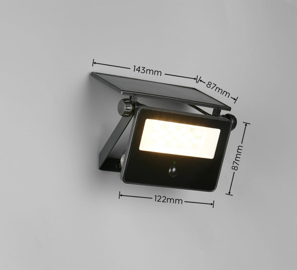 Proiettore LED solare 10W nero CCT PIR IP54 MOURA RL