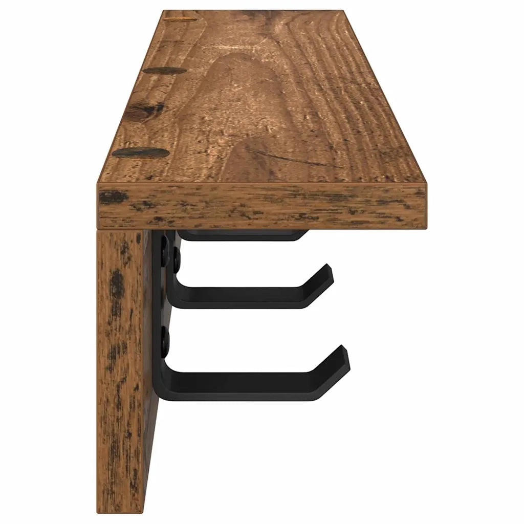 Appendiabiti a muro Legno vecchio 60 x 10,5 x 10,5 cm 874361