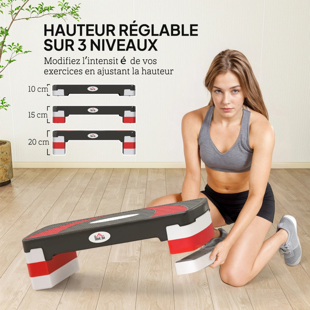 Stepper Fitness Aerobica ¨C Xylo ¨C Altezza Regolabile Antiscivolo 80x31x20cm Nero Grigio