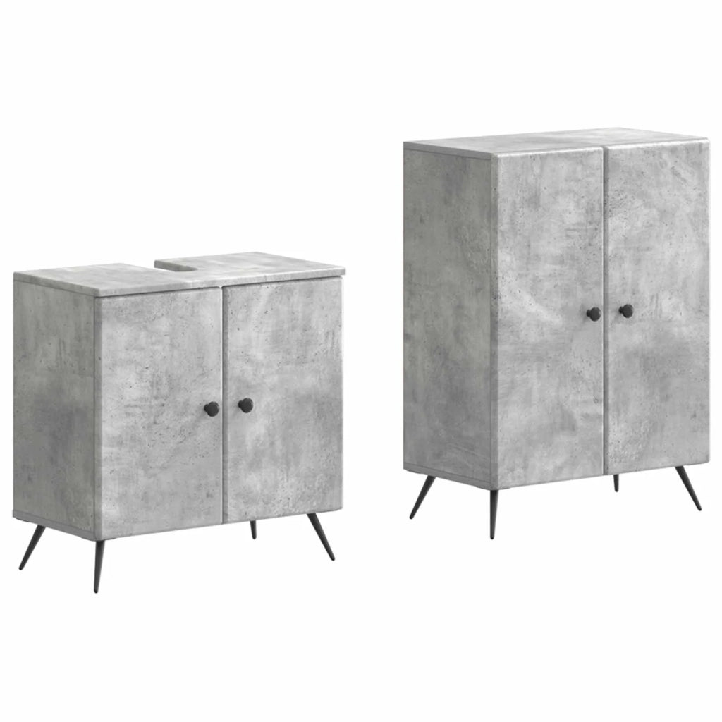 Set di Armadi da Bagno da 2 Pezzi BREDA Grigio Cemento 3417642
