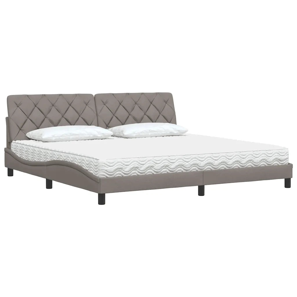 Letto con Materasso Tortora 200x200 cm in Tessuto 3310766