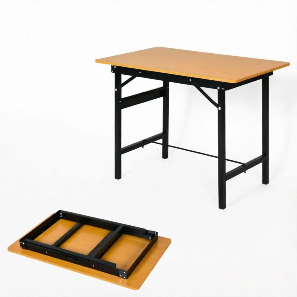 TAVOLO DA LAVORO PIEGHEVOLE 100 x 60 x 75,5 cm MDF e Metallo Nero/Giallo