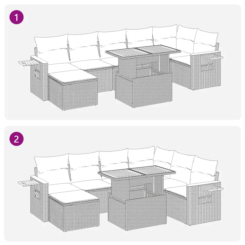 Set Divani da Giardino con Cuscini 8 pz Nero Polyrattan Acacia 3327626