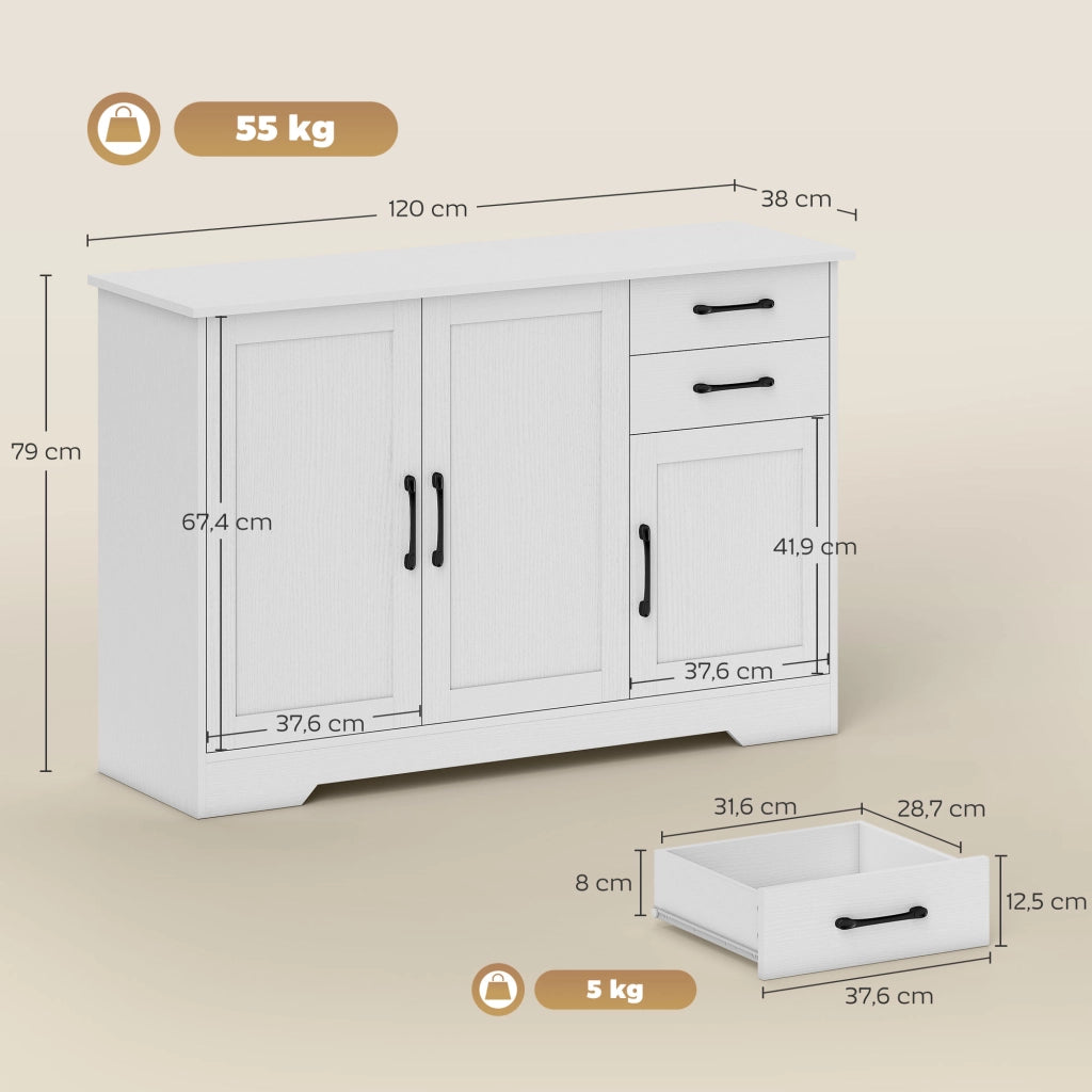 Cassettiera con ante ¨C Minimal ¨C Bianco 120x38x79