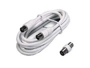 PROLUNGA TV CON CAVO COAX SPINA MASCHIO-FEMMINA + ADATTATORE MASCHIO- - mt.5 bianca 31040 - 5 pezzi FANTON