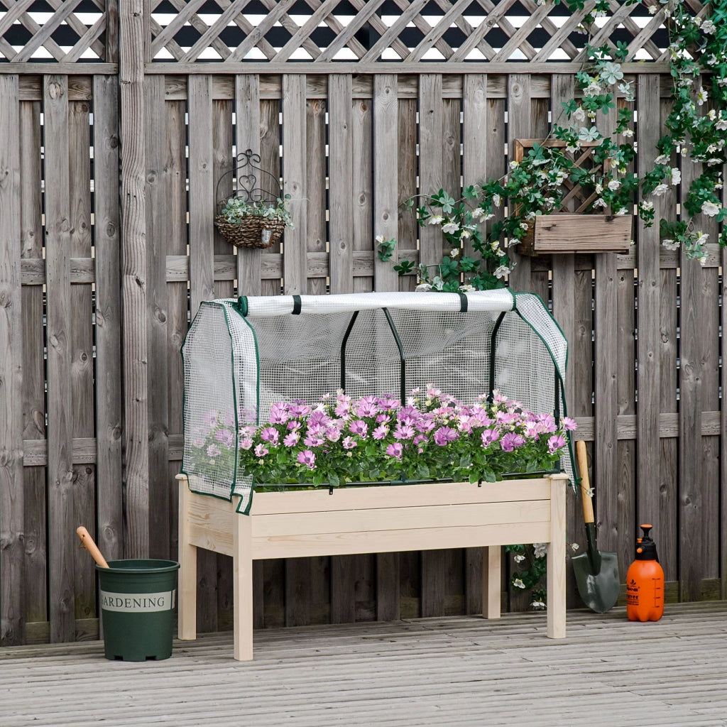 Letto Rialzato da Giardino ¨C Xylo ¨C Legno di Abete con Copertura PE, 121x55x117 cm