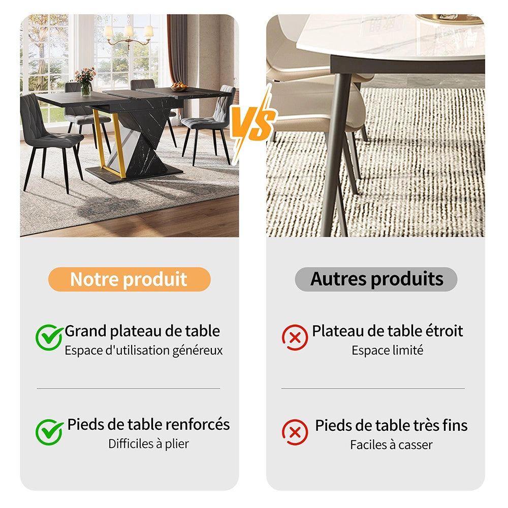 Tavolo da pranzo estensibile con illuminazione LED - Xylo - 110(140) x 80 x 76 cm - Legno nero - Per 6 persone