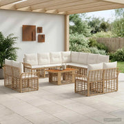 Set Divano da Giardino 12 pz Naturale e Bianco Crema polyrattan 3438032