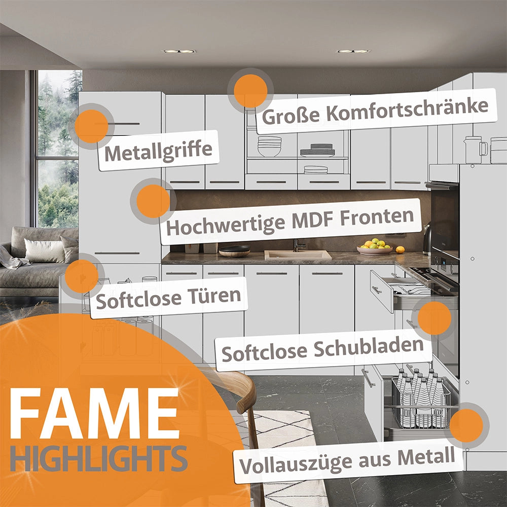 Mobiletto base per cucina Fame-Line Antracite-oro/Rovere dorato 40 cm, PL Marmo Vicco