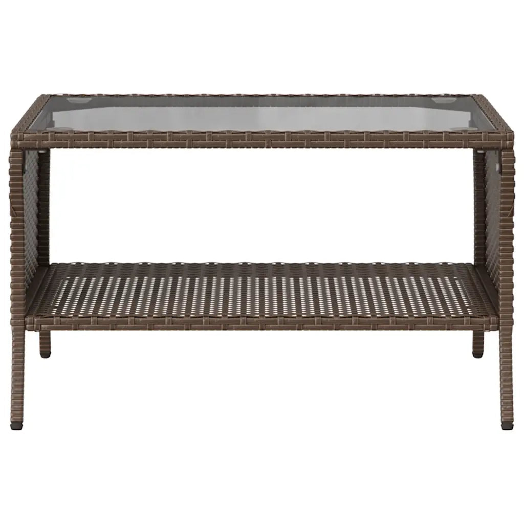 Divano a 2 Posti con Cuscini-Sofa 2 Posti con Cuscini e Tavolo Marrone Polyrattan