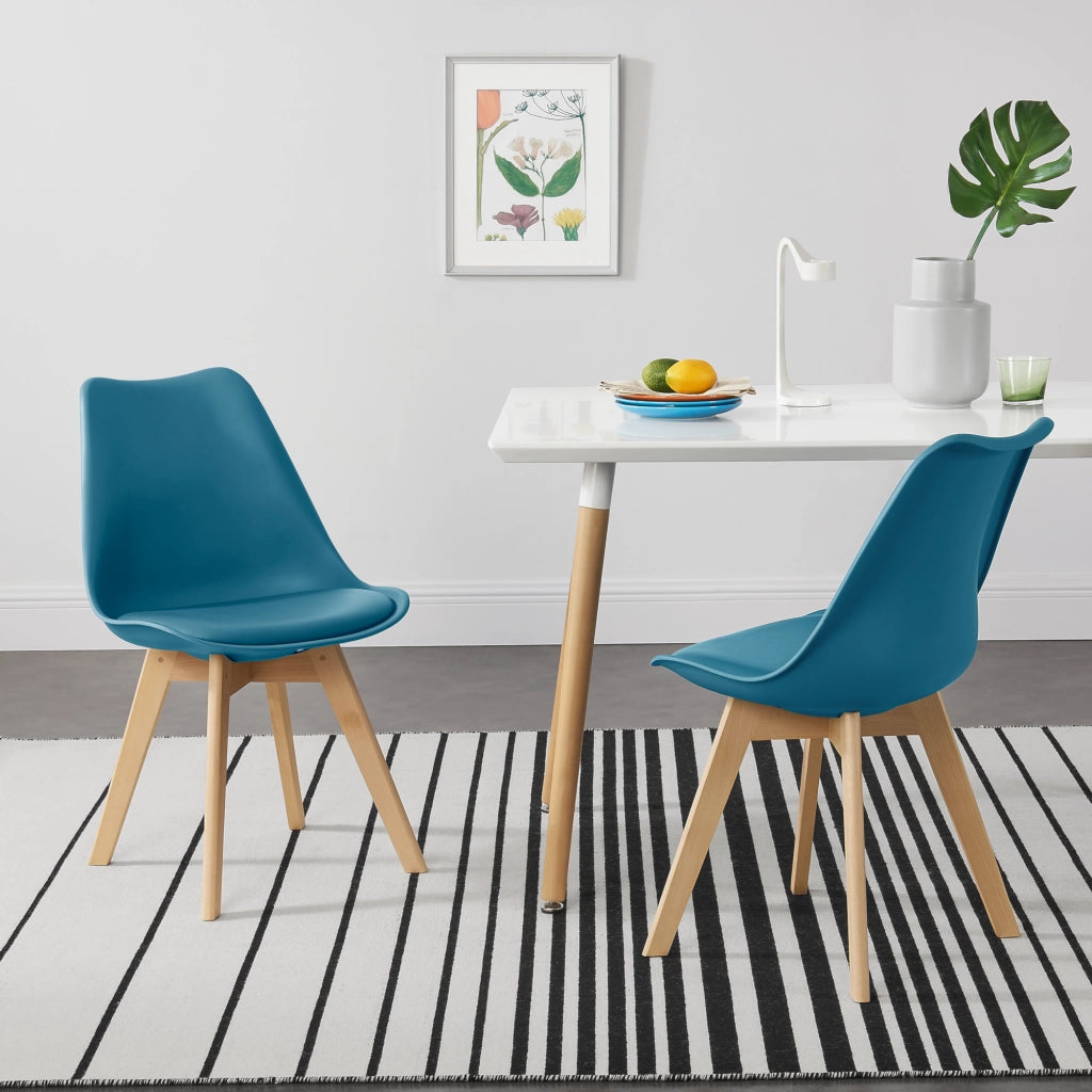 Set Fläten di 2 Sedie da Sala con Seduta Imbottita Rivestimento in Similpelle Turchese [en.casa]