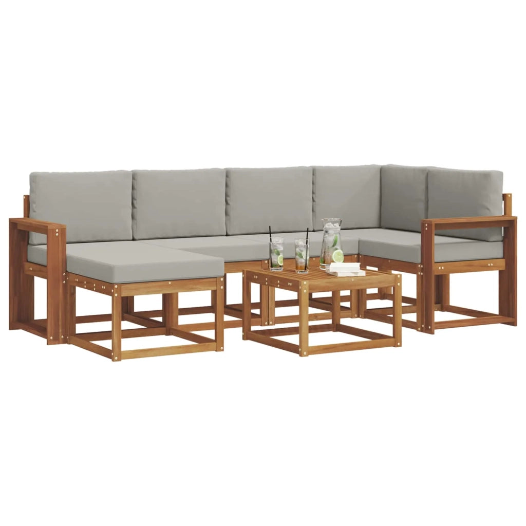 Set di divani da esterno 7 pcs Grigio Naturale e Chiaro 3366679