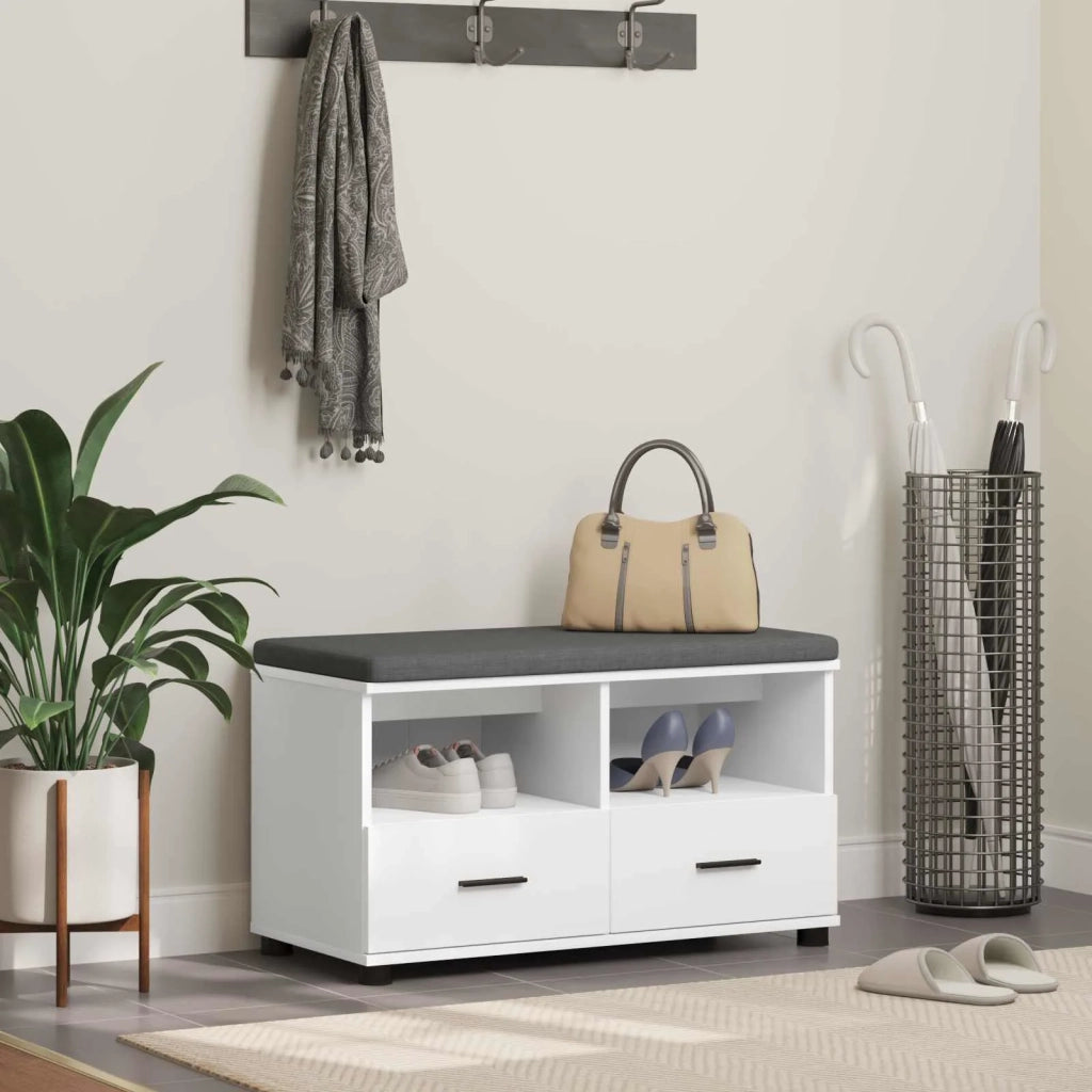 Panca per ingresso con cuscino Bianco 80 x 38 x 46 cm 891456
