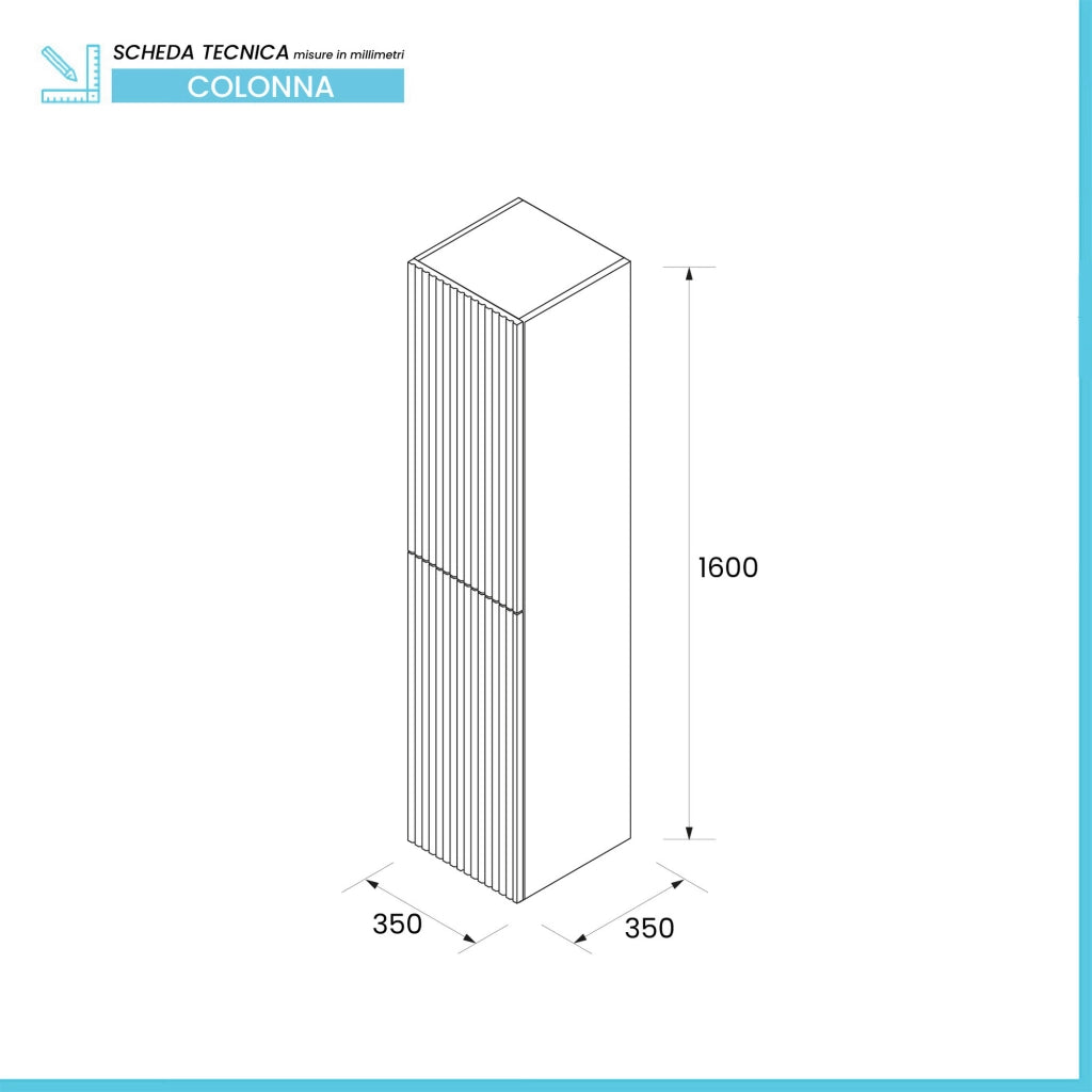 Colonna bagno sospesa 160cm in noce maya a 2 ante Nara