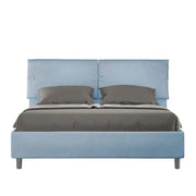 Letto matrimoniale contenitore imbottito 160x210 microfibra azzurro Sleeper