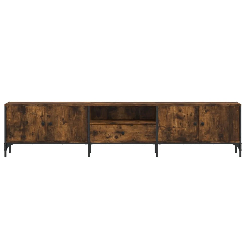 Mobile TV multimediale scaffale TV credenza mobile TV sala da pranzo soggiorno camera da letto con cassetto rovere affumicato 200 x 25 x 44 cm legno ingegnerizzato marrone 02_0028518