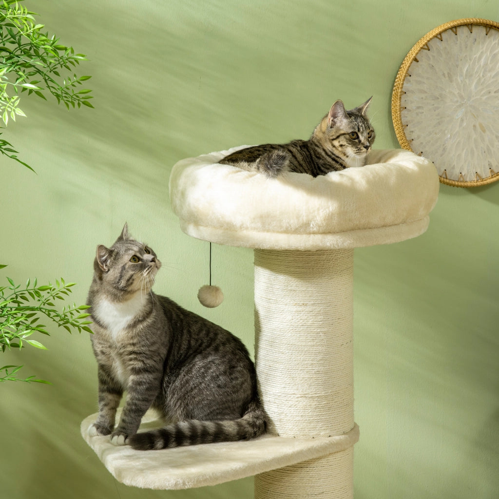 Arbre ¨¤ chat ¨C Minimal ¨C sisal naturale con piattaforme e cesto