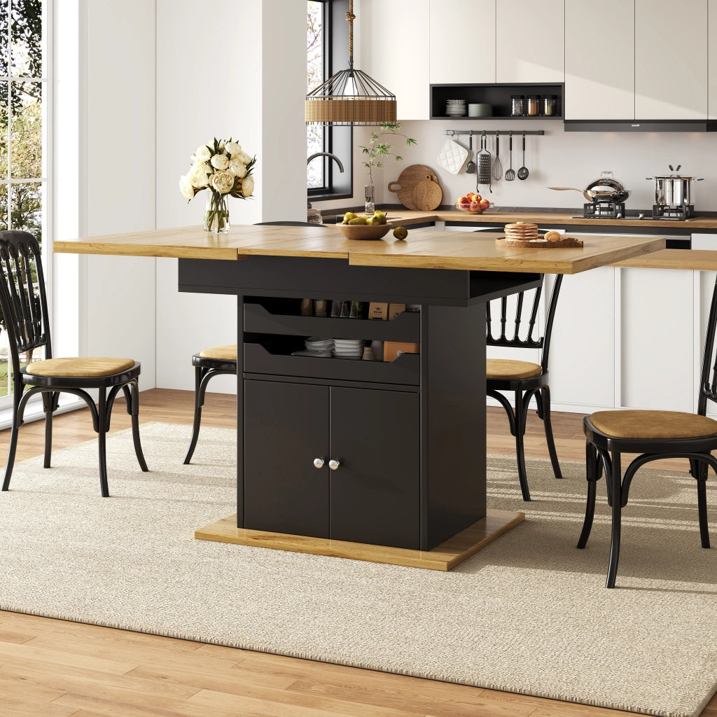 TAVOLO Allungabile 110-140x80x76 cm in MDF Nero