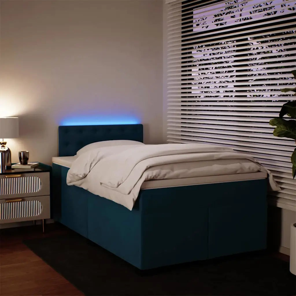 Giroletto a Molle con Materasso Blu 120x190 cm in Velluto
