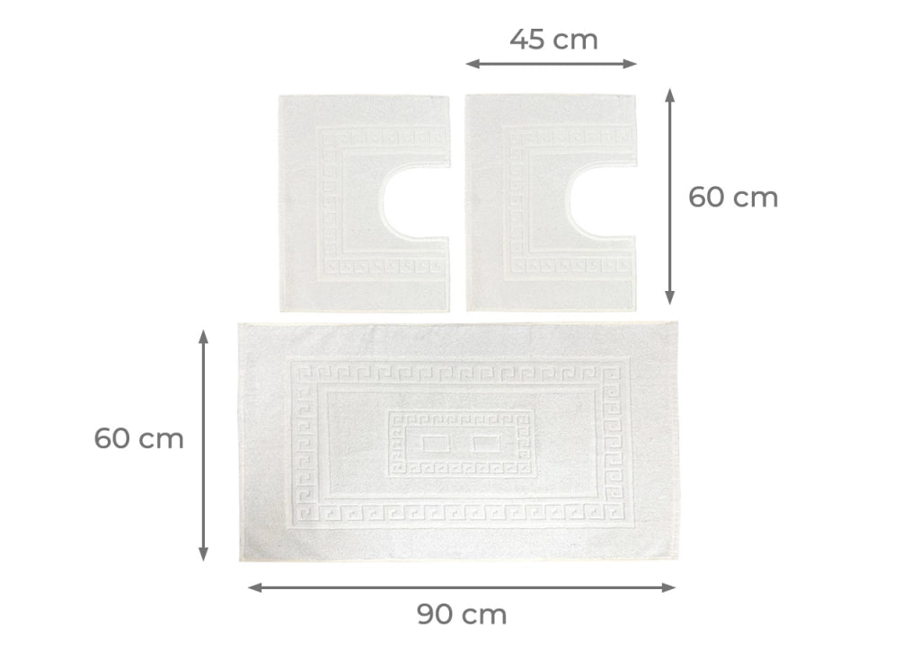Tappeto Da Bagno Disegno Torino Colore Bianco - Par 3Pezzi - Bianco