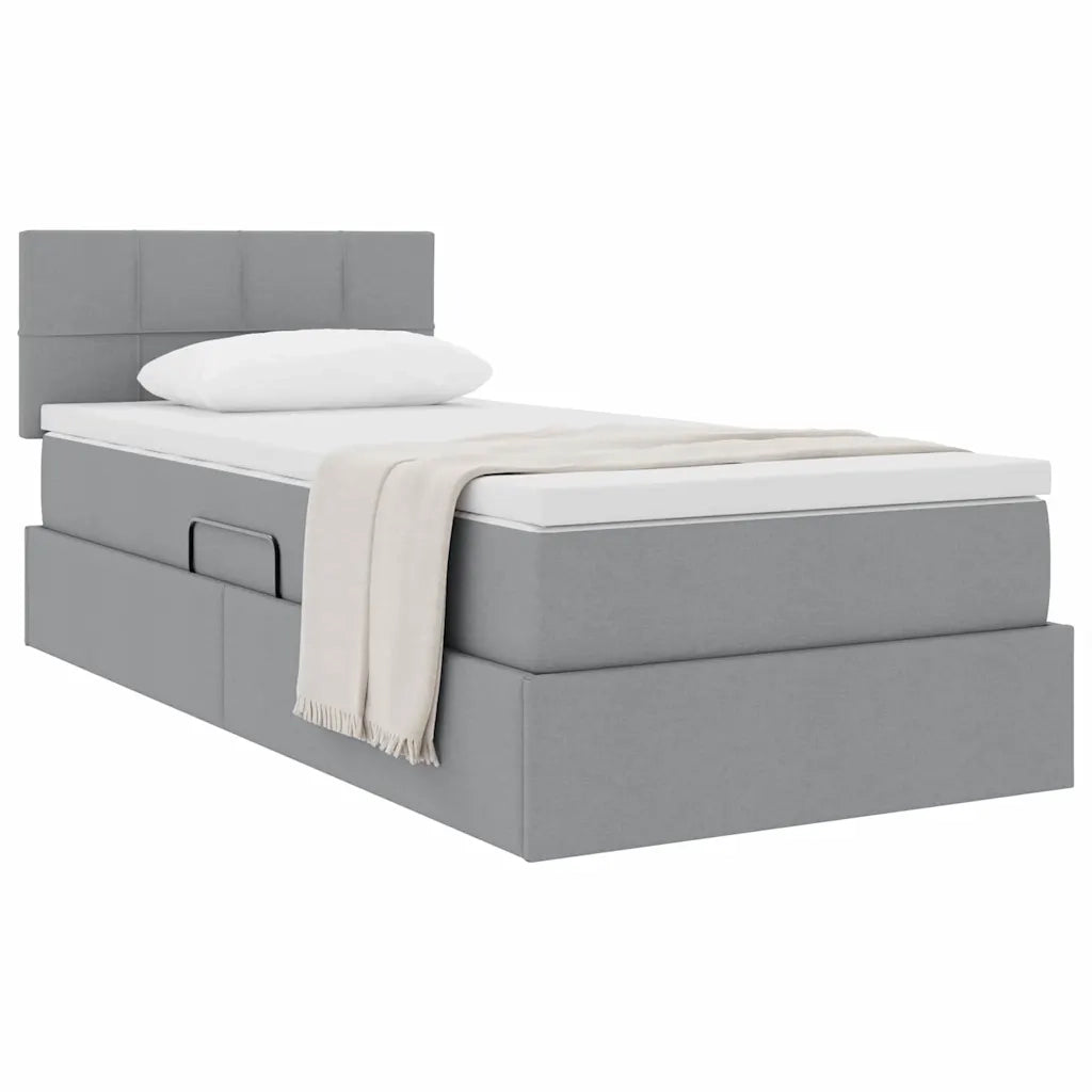 Letto con contenitore e materasso Grigio chiaro 100 x 200 cm