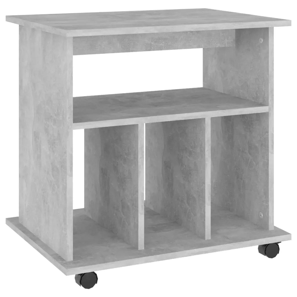Mobiletto con Ruote Grigio Cemento 60x45x60cm Legno Multistrato 808480