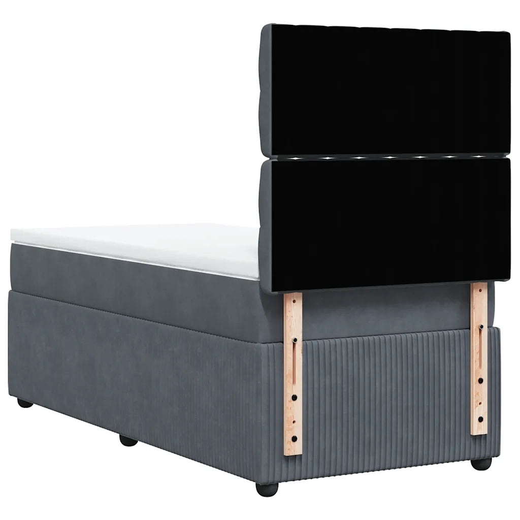 Giroletto a Molle con Materasso Grigio Scuro 90x200 cm Velluto