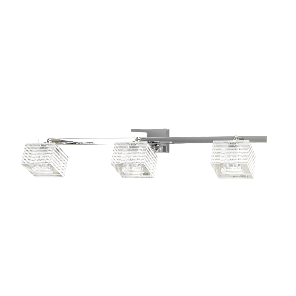 Toplight Applique da parete 3 luci Metropolitan con attacco G9, struttura cromo e vetro lavorato, design moderno 55x10x12cm