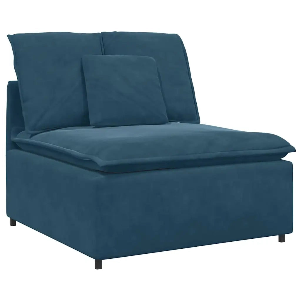 Modulo Centrale Divano Modulare con Cuscini Blu 100 cm 203222
