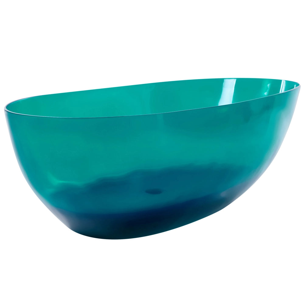 Vasca da bagno moderna con superficie solida ovale trasparente blu e verde 1690 x 780 mm design moderno semplice