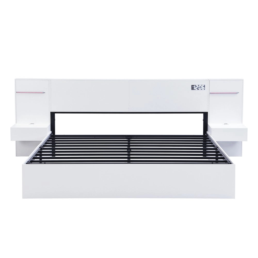 Letto Matrimoniale con USB, LED e Bluetooth ¨C Xylo ¨C Bianco 180x200