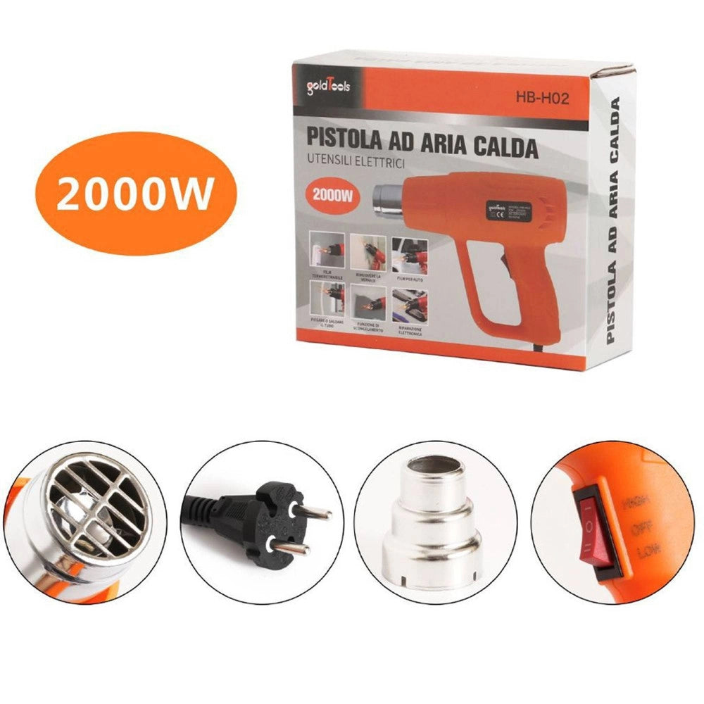 Trade Shop - Pistola Termica Sverniciatore Ad Aria Calda 2000w Termosoffiatore Hb-h02 -
